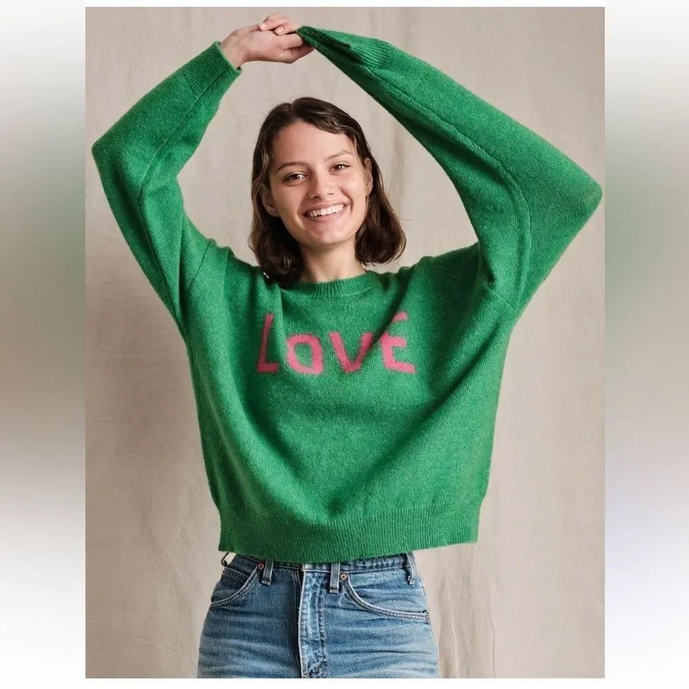 Sundry Love Oversized Green Pink Sweater size 0 XS